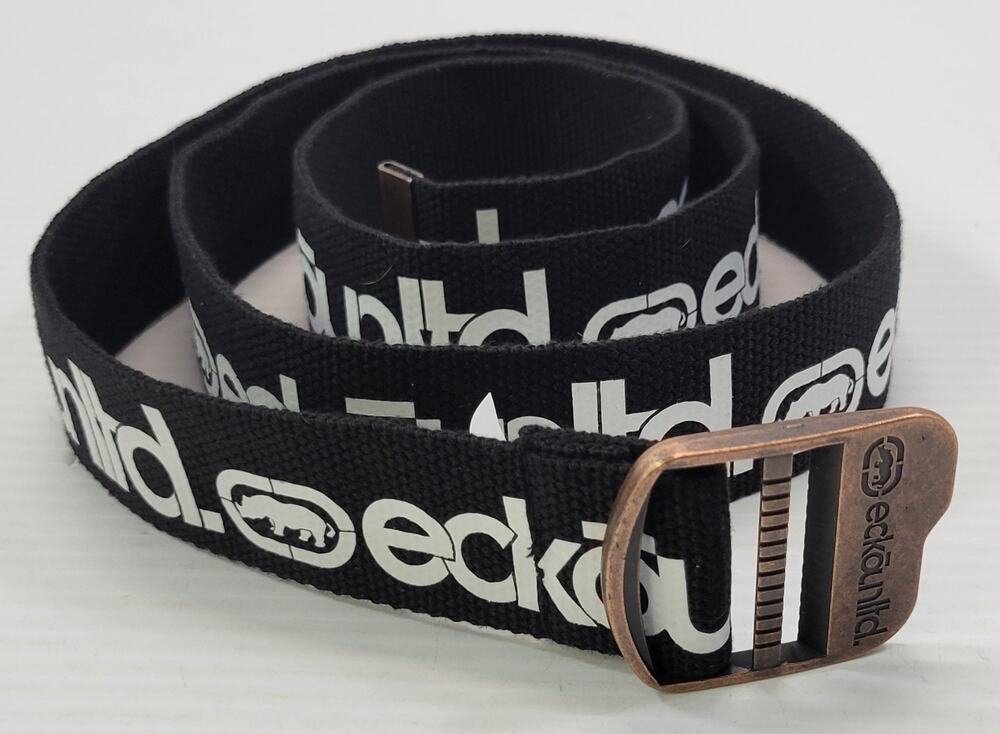 MM) Ecko Unltd Rhino Bronze Tone Buckle Fabric Cargo Belt Size 38
